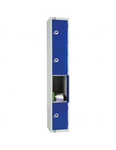 Four Door Locker  with Sloping Top Blue Door Camlock