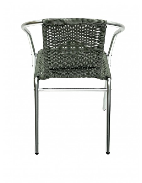 Grey Rattan Cafe Bistro Chairs Stacking Outdoor or Indoor Use (Pack of 4) Stalwart
