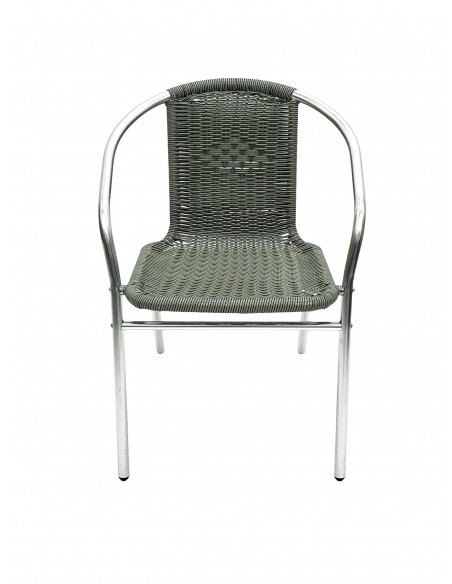 Grey Rattan Cafe Bistro Chairs Stacking Outdoor or Indoor Use (Pack of 4) Stalwart