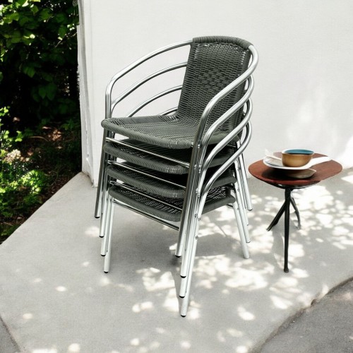 Grey Rattan Cafe Bistro Chairs Pack...