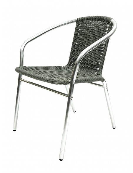 Grey Rattan Cafe Bistro Chairs Stacking Outdoor or Indoor Use (Pack of 4) Stalwart