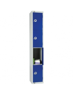 Four Door Locker  with Sloping Top Blue Door Padlock