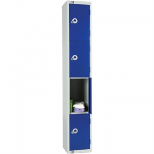 Four Door Locker  with Sloping Top Blue Door Padlock