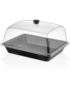 Polycarbonate Gastronorm Tray with Dome Cover GN1/2 Depth 50mm Black | Stalwart DA-GF12-GNP1250SWB