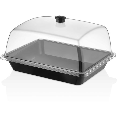 Polycarbonate Gastronorm Tray with Dome Cover GN1/2 Depth 50mm Black | Stalwart DA-GF12-GNP1250SWB