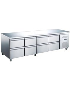 Professional Low Refrigerated Counter / Chef Base 8 drawers 2230x700x650mm | Stalwart DA-UGN4180