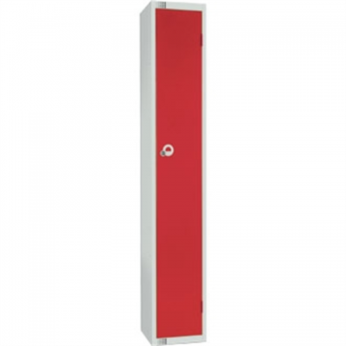 Single Door Locker with Sloping Top Red Door Camlock