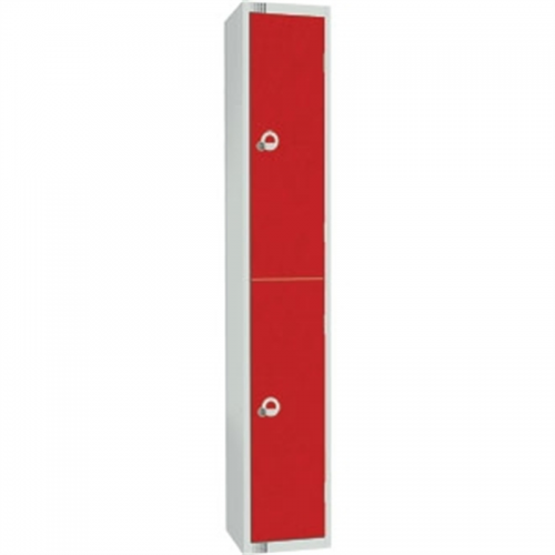Two Door Locker with Sloping Top Red Door Camlock