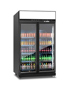 Commercial Top-Mounted Upright Display Freezer with Double Glass Door 985 Litres Black | Stalwart DA-KLD1253BLACK