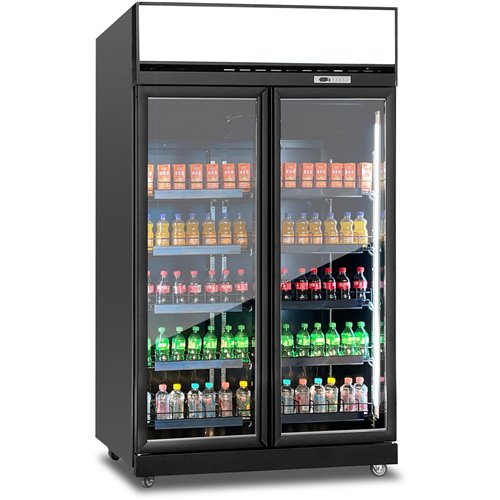 Commercial Top-Mounted Upright Display Freezer with Double Glass Door 985 Litres Black | Stalwart DA-KLD1253BLACK