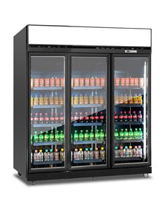 Commercial Top-Mounted Upright Display Freezer with Triple Glass Door 1531 Litres Black | Stalwart DA-KLD1880BLACK