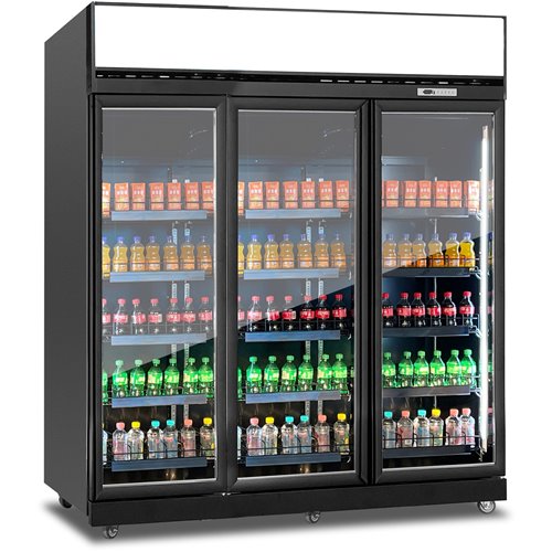 Commercial Top-Mounted Upright Display Freezer with Triple Glass Door 1531 Litres Black | Stalwart DA-KLD1880BLACK