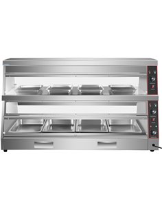 Commercial Two-Tier Heated Showcase Food and Chicken Warmer 1500x760x860mm Countertop Dry Heat and Wet Heat | Stalwart DA-HW6P 2