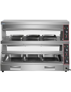 Commercial Two-Tier Heated Showcase Food and Chicken Warmer 1200x760x860mm Countertop Dry Heat and Wet Heat | Stalwart DA-HW6PB 2