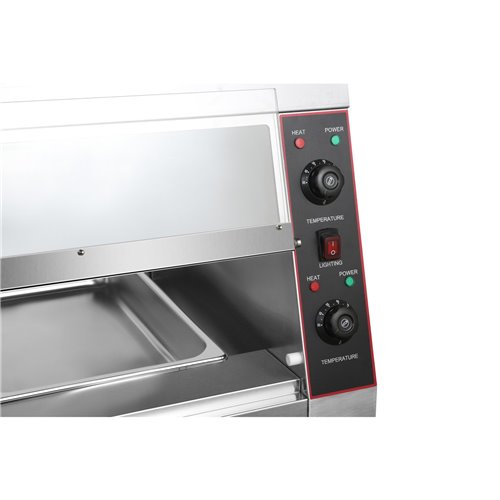 Commercial Two-Tier Heated Showcase Food and Chicken Warmer 1200x760x860mm Countertop Dry Heat and Wet Heat | Stalwart DA-HW6PB