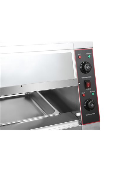 Commercial Two-Tier Heated Showcase Food and Chicken Warmer 1200x760x860mm Countertop Dry Heat and Wet Heat | Stalwart DA-HW6PB