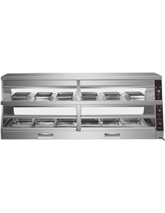 Commercial Two-Tier Heated Showcase Food and Chicken Warmer 2200x760x860mm Countertop Dry Heat and Wet Heat | Stalwart DA-HW6PC 2