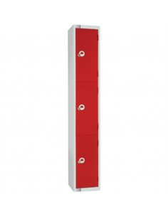 Three Door Locker with Sloping Top Red Door Camlock