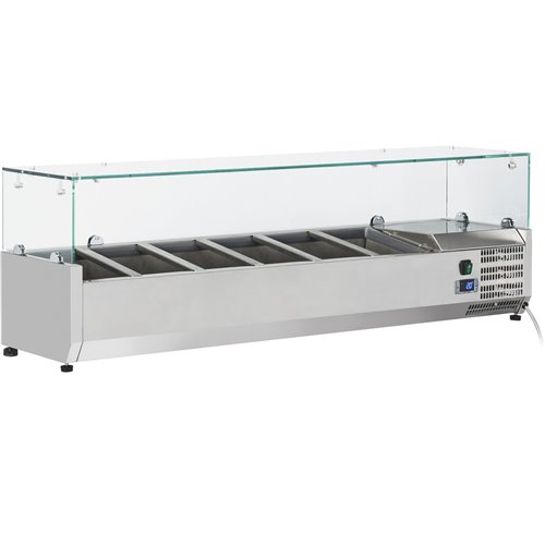 Refrigerated Servery Prep Top 6xGN1/3 1400x395x435mm Glass Top | Stalwart DA-THV1400/380