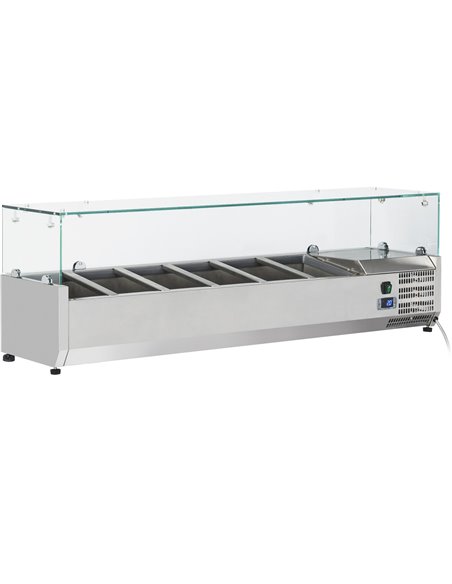 Refrigerated Servery Prep Top 6xGN1/3 1400x395x435mm Glass Top | Stalwart DA-THV1400/380