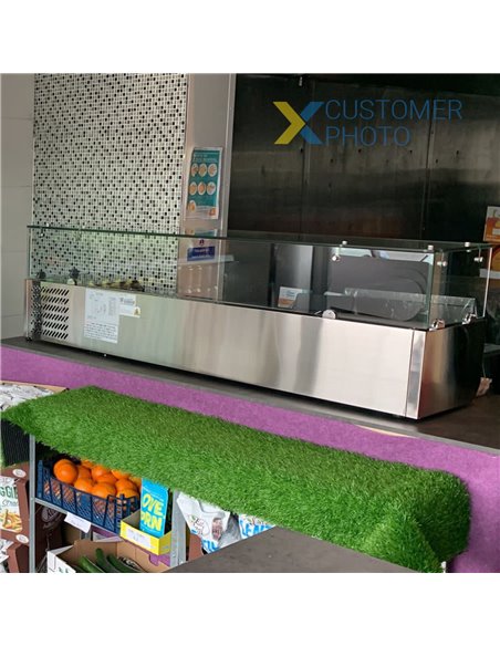 Refrigerated Servery Prep Top 6xGN1/3 1400x395x435mm Glass Top | Stalwart DA-THV1400/380