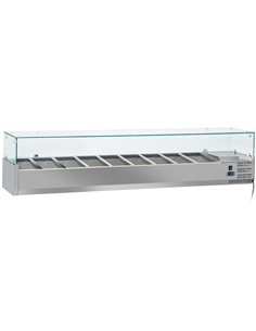 Refrigerated Servery Prep Top 9xGN1/3 2000x395x435mm Glass Top | Stalwart DA-THV2000/380