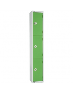 Three Door Locker with Sloping Top Green Door Padlock