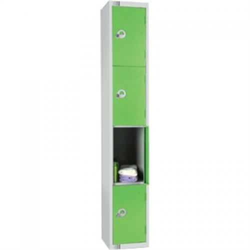 Four Door Locker  with Sloping Top Green Door Camlock