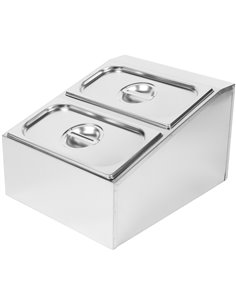 Commercial Condiment Holder including 2xGN1/3-100mm containers with lids Stainless steel | Stalwart DA-CHD04B3