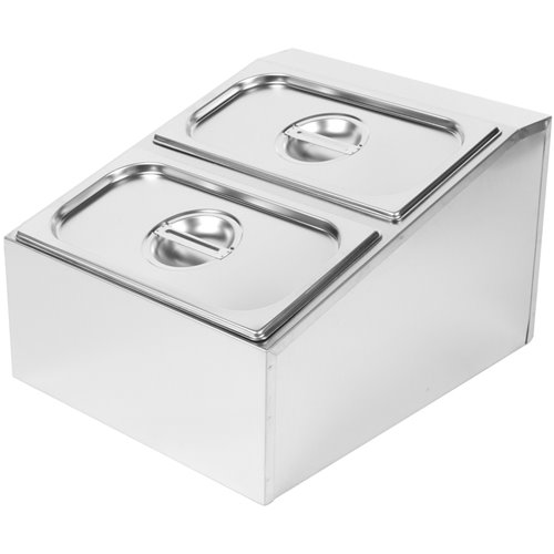 Commercial Condiment Holder including 2xGN1/3-100mm containers with lids Stainless steel | Stalwart DA-CHD04B3