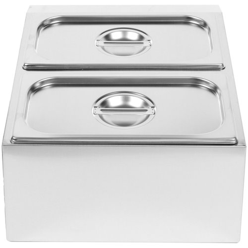 Commercial Condiment Holder including 2xGN1/3-100mm containers with lids Stainless steel | Stalwart DA-CHD04B3