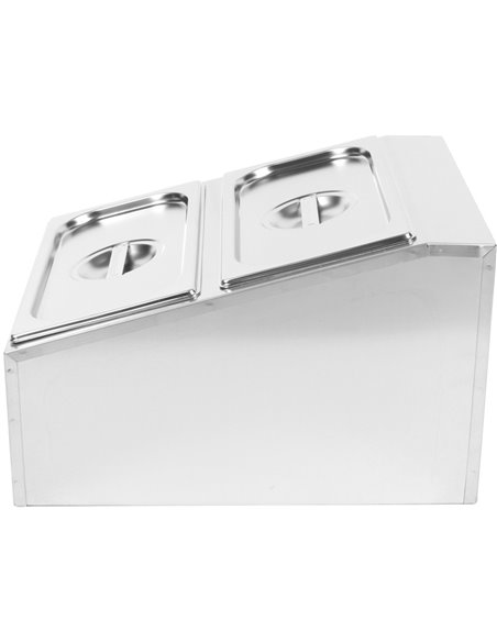 Commercial Condiment Holder including 2xGN1/3-100mm containers with lids Stainless steel | Stalwart DA-CHD04B3