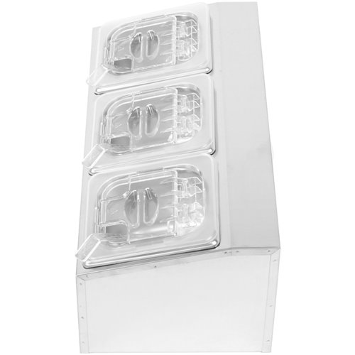 Commercial Condiment Holder including 3xGN1/6-100mm pans &amp fliptop lids | Stalwart DA-CHD03APCFL