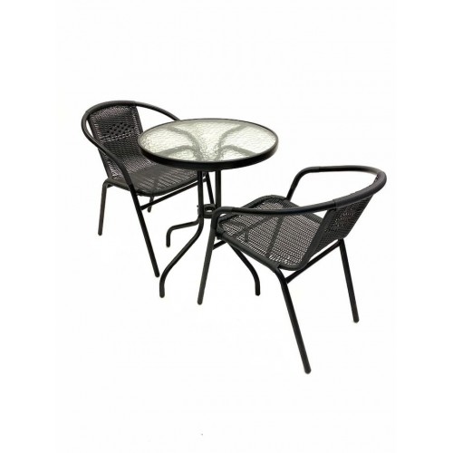 Rattan Garden Set – Round Glass Table...