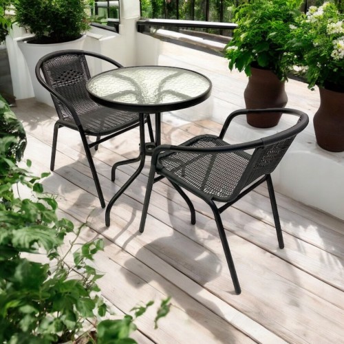 Rattan Garden Set – Round Glass Table...
