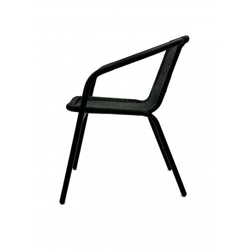 Black Rattan Patio Set – Square Glass...