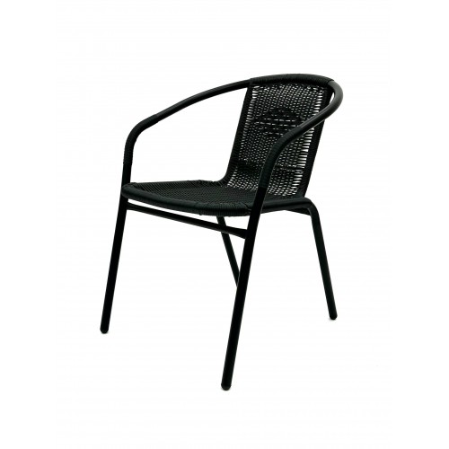 Black Rattan Patio Set – Square Glass...