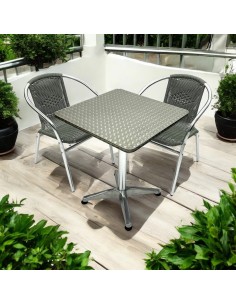 Square Aluminium Table & 2...