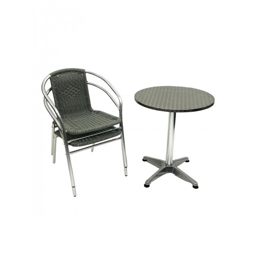 Round Pedestal Aluminium Table & 2...