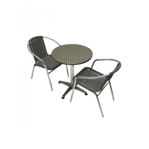 Round Pedestal Aluminium Table & 2...