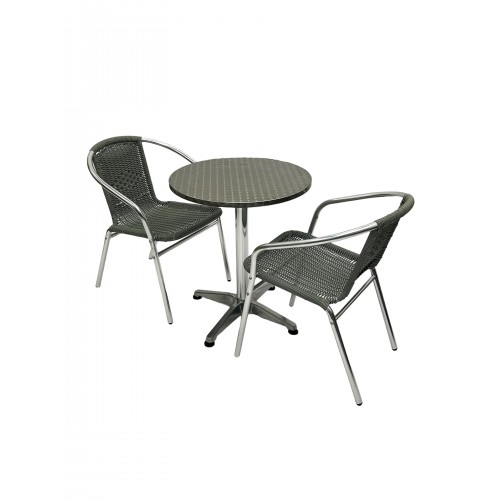 Round Pedestal Aluminium Table & 2...