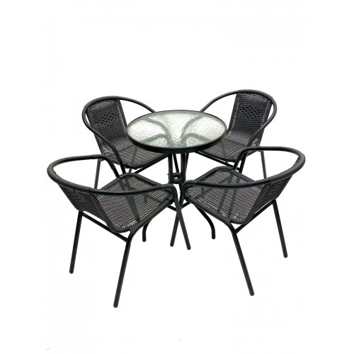 Black Rattan Furniture Set – Round...