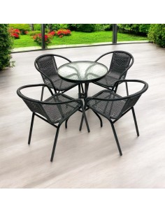 Black Rattan Furniture Set...