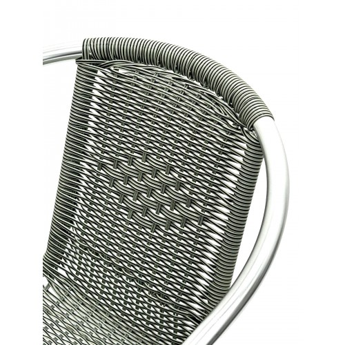 Round Aluminium Table & 4 Grey Rattan...