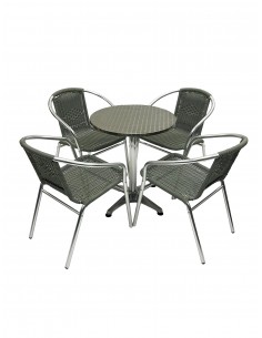 Round Aluminium Table & 4... 2