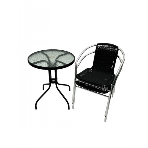 Black Rattan Balcony Furniture Set, 2...