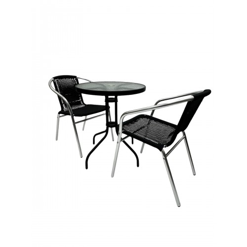 Black Rattan Balcony Furniture Set, 2...