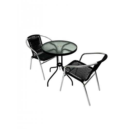 Black Rattan Balcony Furniture Set, 2...