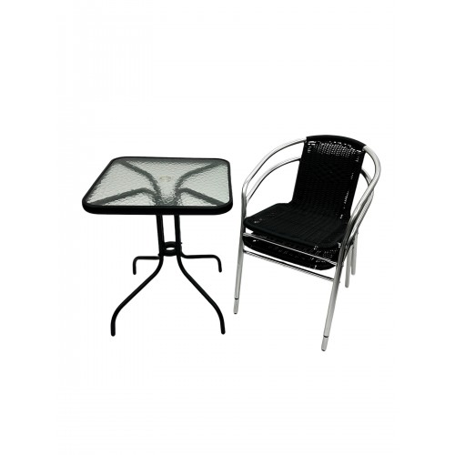Glass Table Balcony Set – 2 x Rattan...