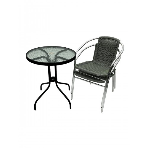 Grey Rattan Balcony Furniture Set, 2...